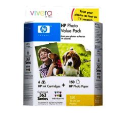 HP  Photo Value Pack  363 Colour Ink Cartridge & A6 Paper